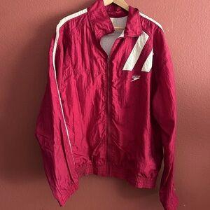 Speedo Vintage Men's Red/White Windbreaker Size XL